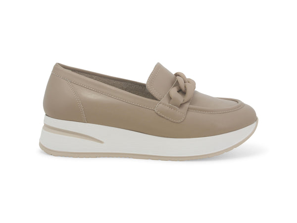 Melluso Mocassino Made in Italy con Accessorio tomaia Pelle Beige R20076W-237895